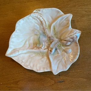 Decorative ceramic leaf plate trinket dish majolica